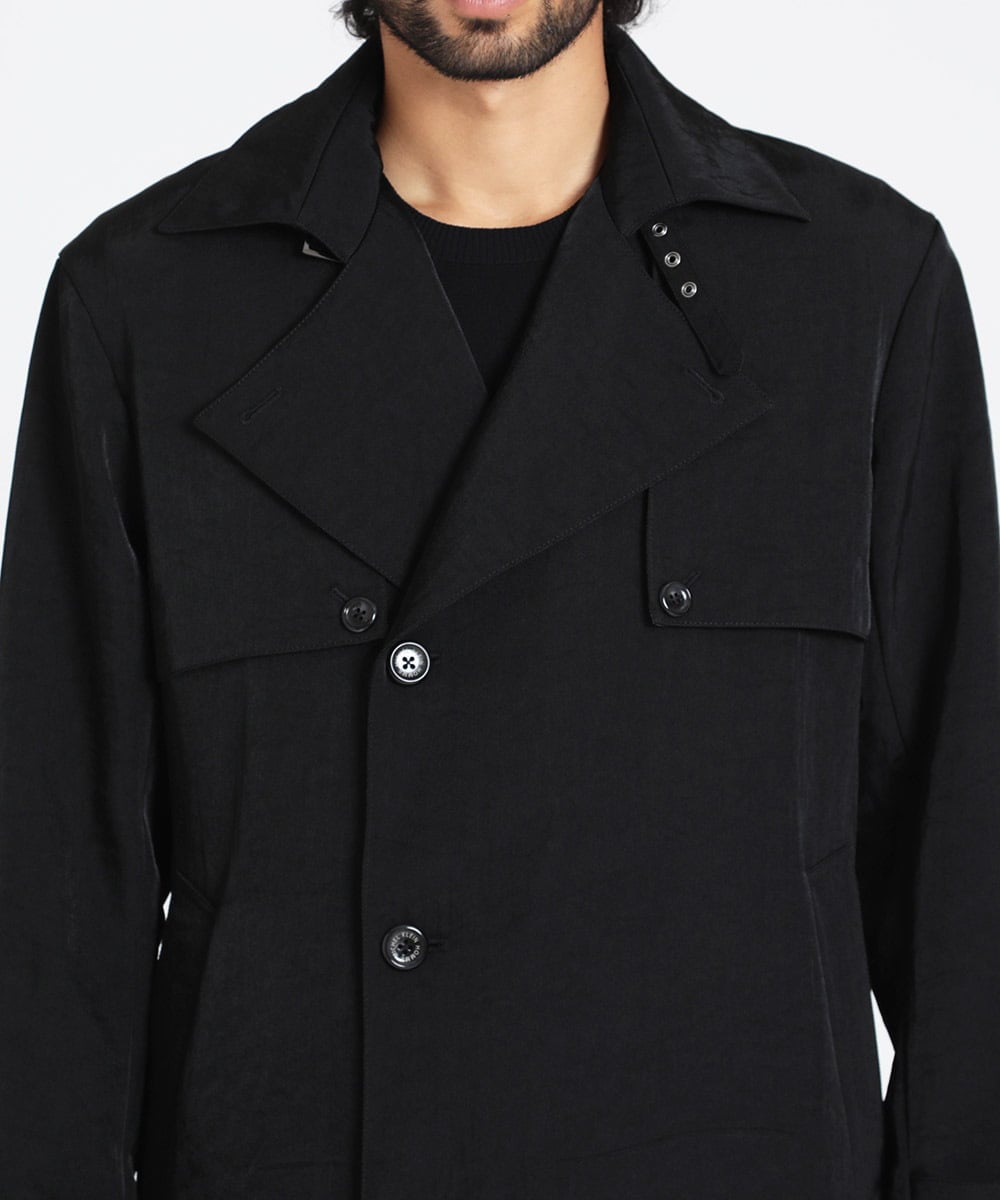 MNUAV81650 MICHEL KLEIN HOMME(ミッシェルクラン オム) ダブルブレストマキシコート ブラック(94)