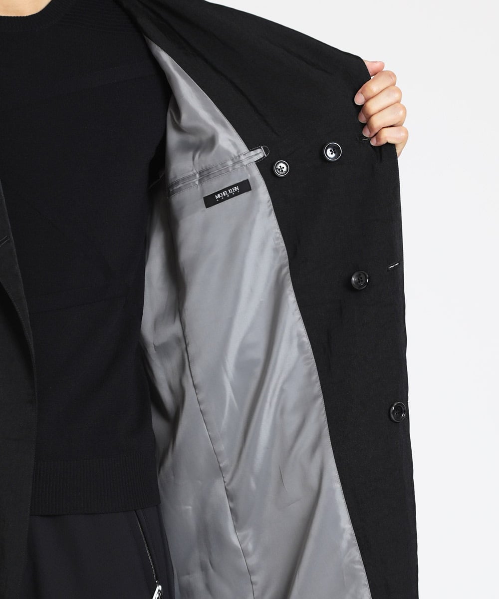 MNUAV81650 MICHEL KLEIN HOMME(ミッシェルクラン オム) ダブルブレストマキシコート ブラック(94)