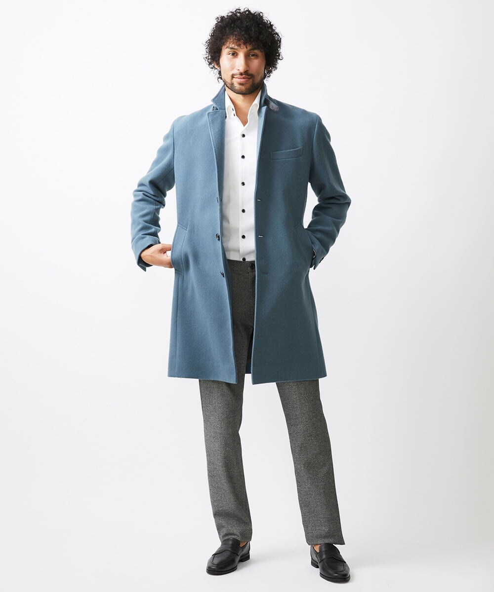 MNUCC12690 MICHEL KLEIN HOMME(ミッシェルクラン オム) コンバーチブルウールチェスターコート ライトブルー