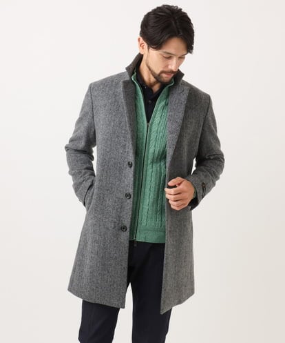 MNUCD43630 MICHEL KLEIN HOMME ウールヘリンボンチェスターコート