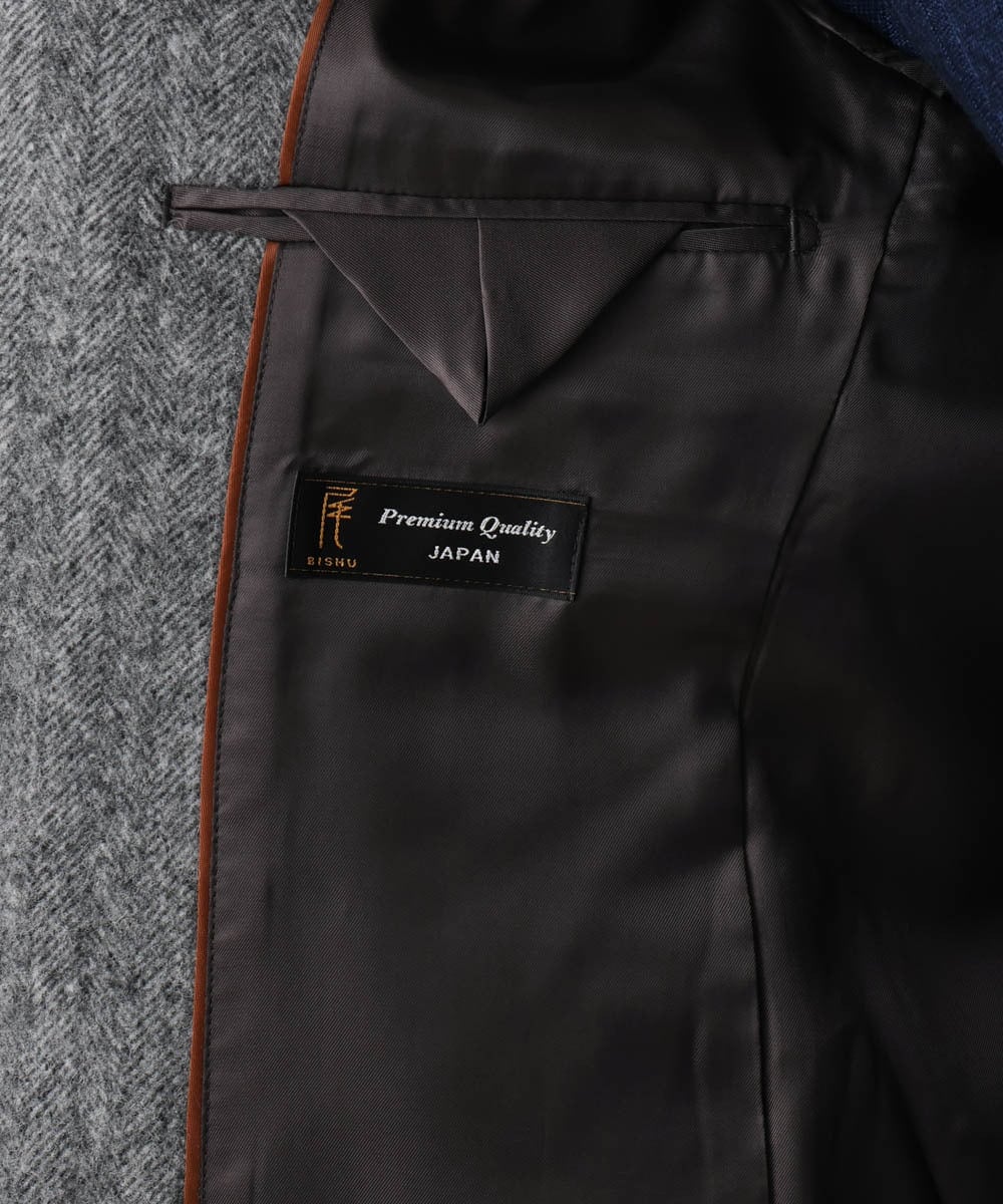 MNUCD43630 MICHEL KLEIN HOMME(ミッシェルクラン オム) ウールヘリンボンチェスターコート グレー