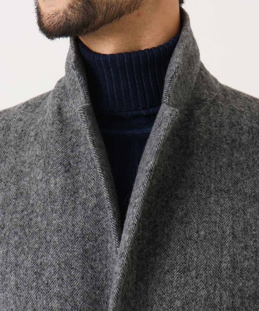 MNUCD43630 MICHEL KLEIN HOMME(ミッシェルクラン オム) ウールヘリンボンチェスターコート グレー