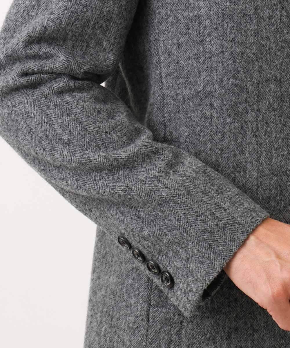 MNUCD43630 MICHEL KLEIN HOMME(ミッシェルクラン オム) ウールヘリンボンチェスターコート グレー