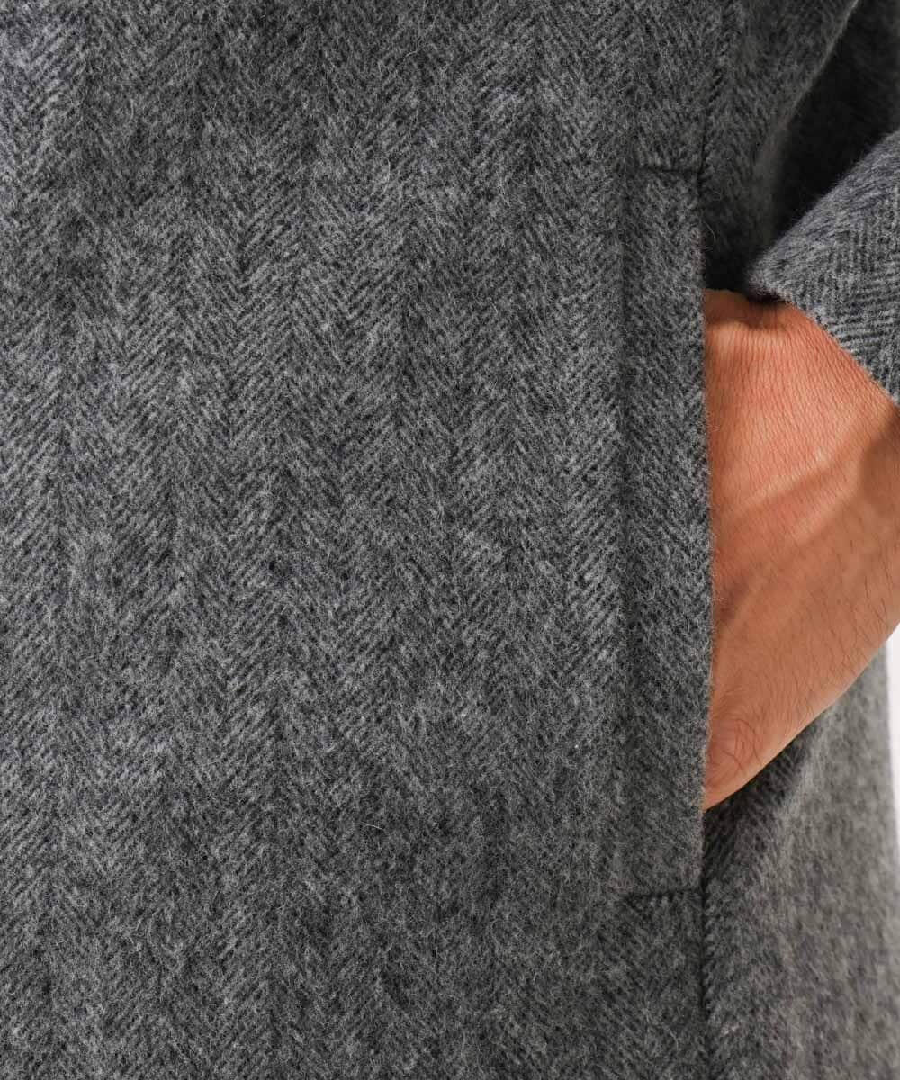 MNUCD43630 MICHEL KLEIN HOMME(ミッシェルクラン オム) ウールヘリンボンチェスターコート グレー