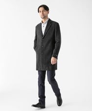 MNUCD43630 MICHEL KLEIN HOMME(ミッシェルクラン オム) ウールヘリンボンチェスターコート ブラック