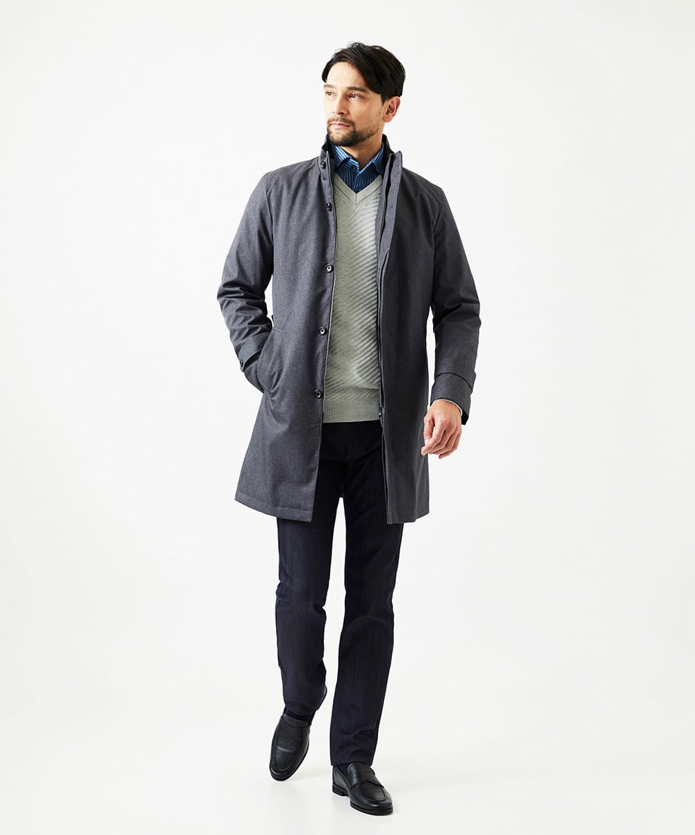 MNUCF01650 MICHEL KLEIN HOMME(ミッシェルクラン オム) 2WAYスタンドカラーロングコート グレー