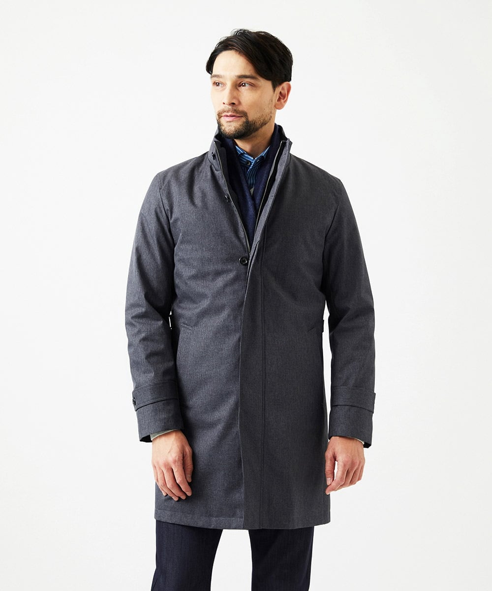 MNUCF01650 MICHEL KLEIN HOMME(ミッシェルクラン オム) 2WAYスタンドカラーロングコート グレー