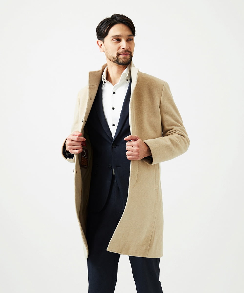 MNUCF50700 MICHEL KLEIN HOMME(ミッシェルクラン オム) スタンドカラーロングコート ベージュ