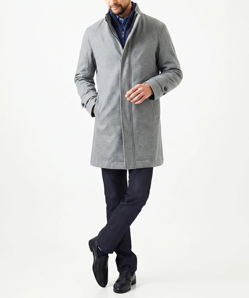 MNUCI01670 MICHEL KLEIN HOMME(ミッシェルクラン オム) スタンドカラーロングコート グレー