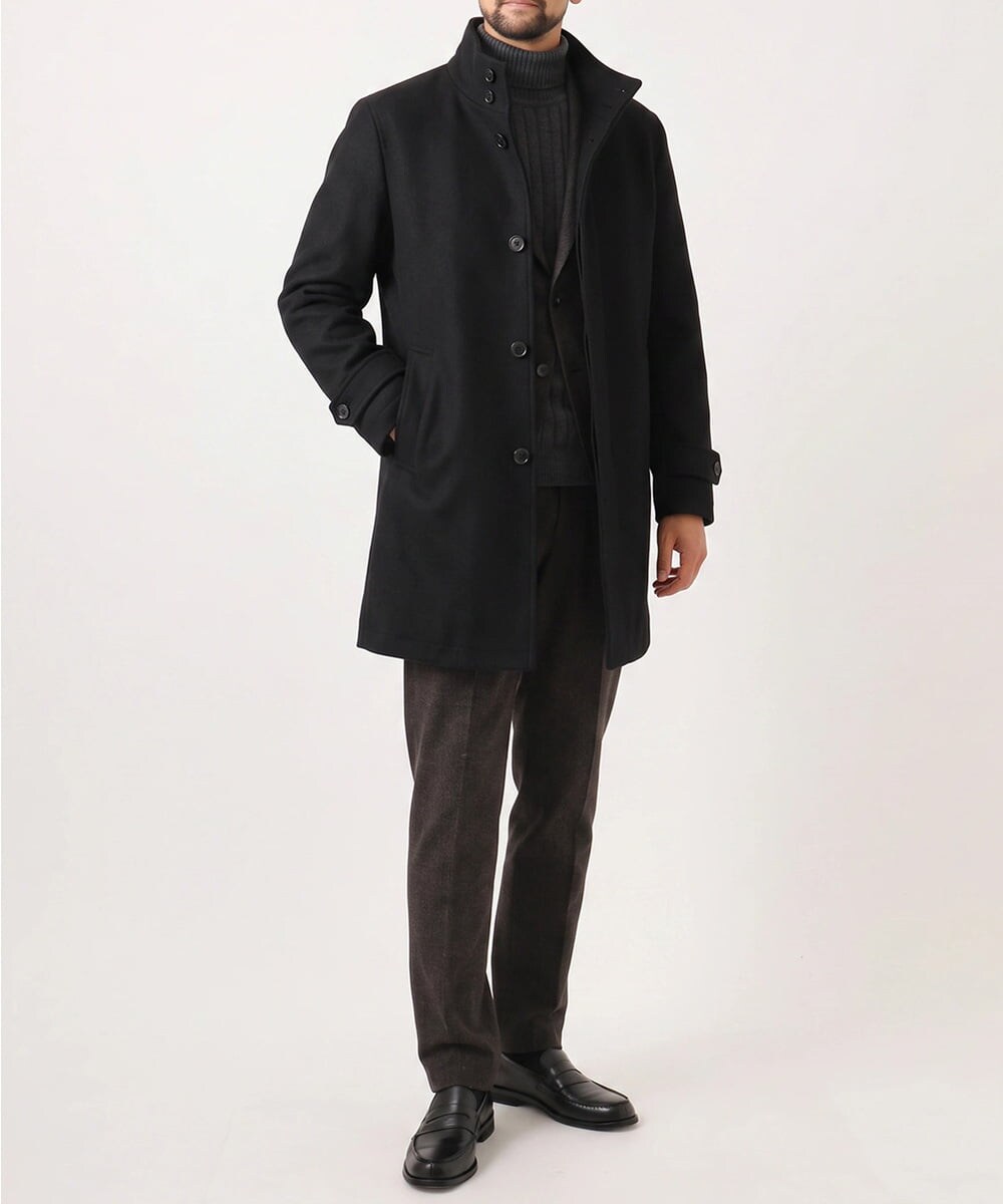 MNUCI01670 MICHEL KLEIN HOMME(ミッシェルクラン オム) スタンドカラーロングコート ブラック