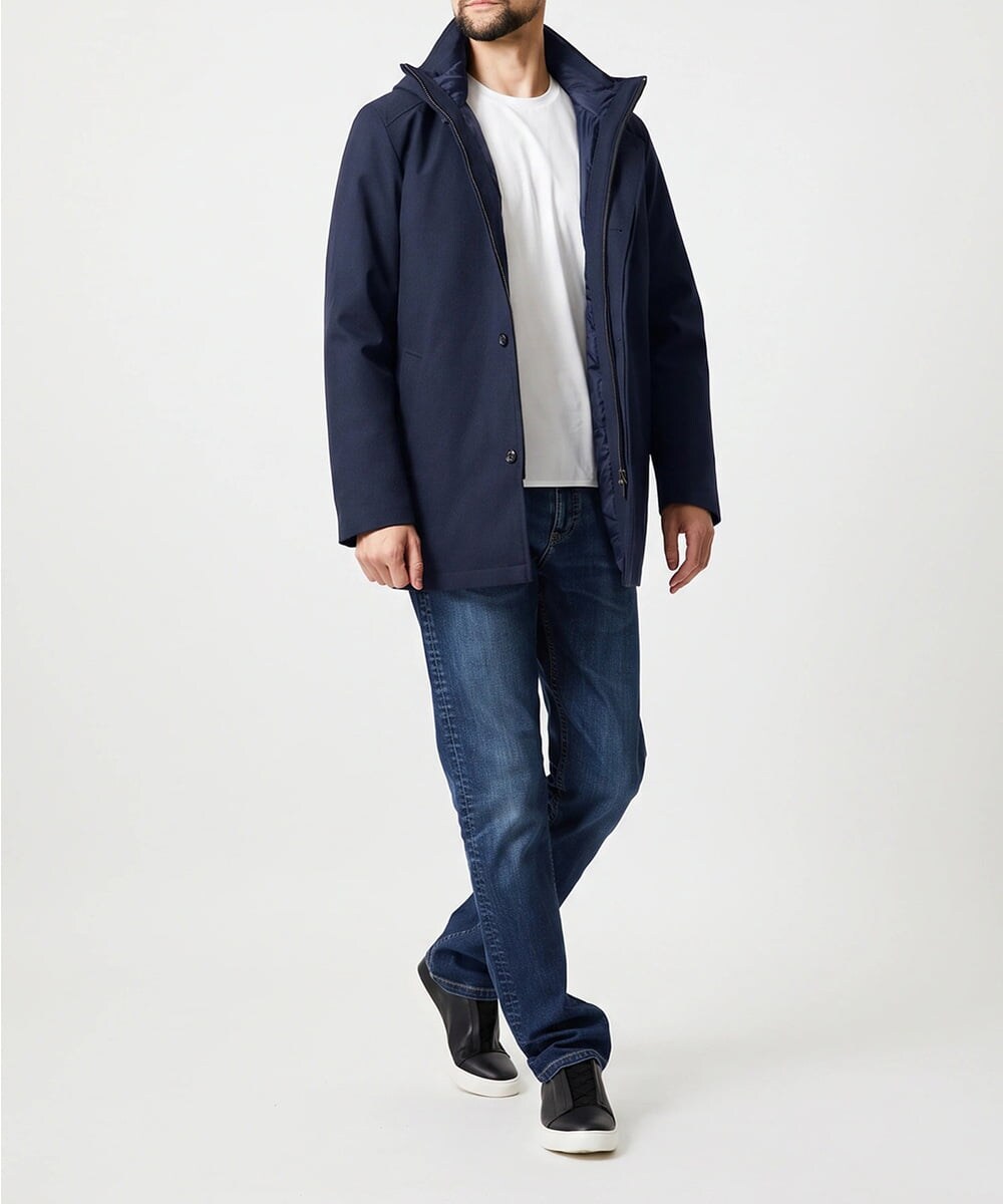 MNUCI20690 MICHEL KLEIN HOMME(ミッシェルクラン オム) 3WAYフード付きスタンドコート ネイビー