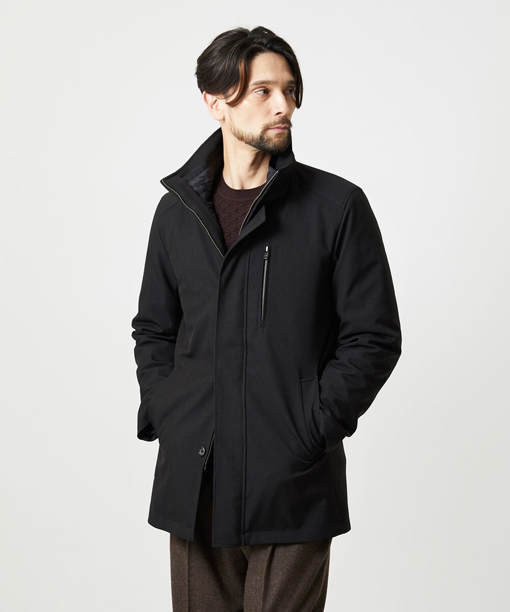 MNUCI20690 MICHEL KLEIN HOMME(ミッシェルクラン オム) 3WAYフード付きスタンドコート ブラック