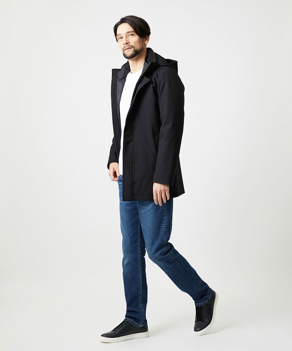 MNUCI20690 MICHEL KLEIN HOMME(ミッシェルクラン オム) 3WAYフード付きスタンドコート ブラック