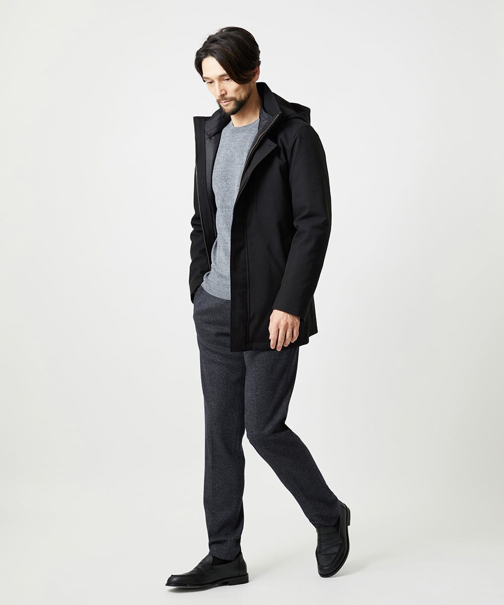 MNUCI20690 MICHEL KLEIN HOMME(ミッシェルクラン オム) 3WAYフード付きスタンドコート ブラック