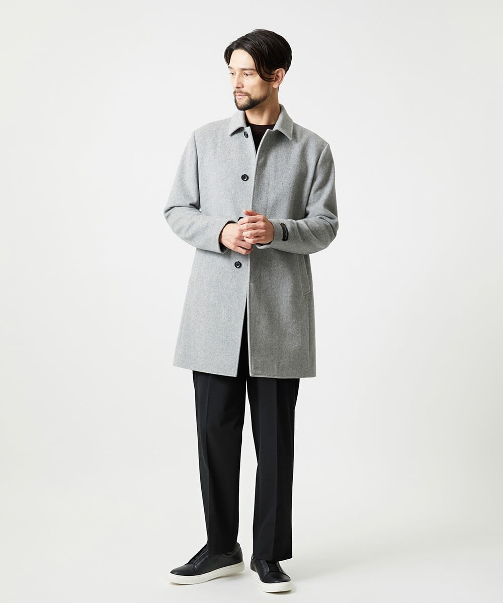 MNUCI50790 MICHEL KLEIN HOMME(ミッシェルクラン オム) ウールステンカラーロングコート ライトグレー
