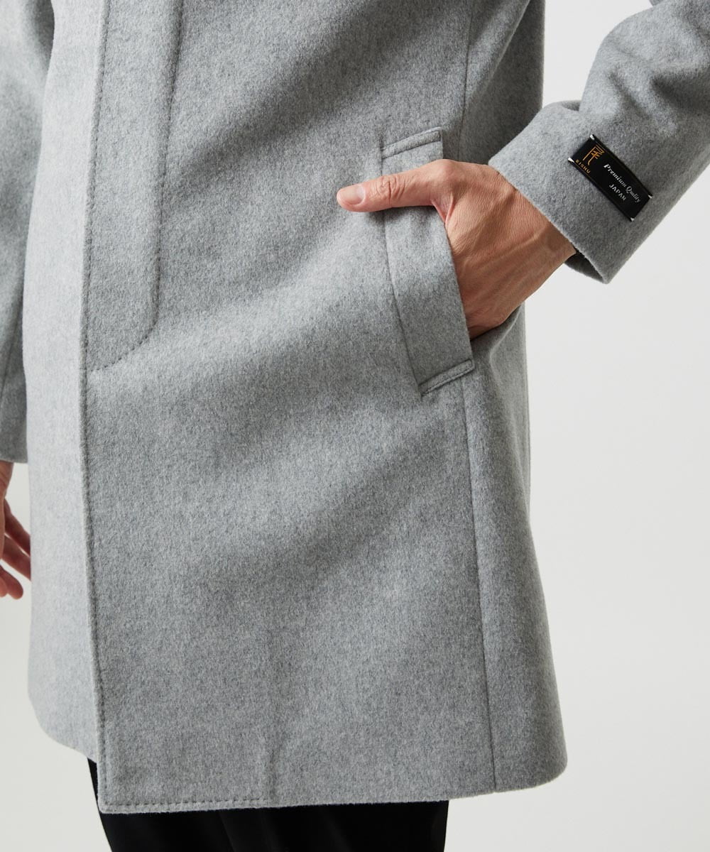 MNUCI50790 MICHEL KLEIN HOMME(ミッシェルクラン オム) ウールステンカラーロングコート ライトグレー
