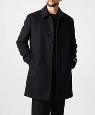 MNUCI50790 MICHEL KLEIN HOMME(ミッシェルクラン オム) ウールステンカラーロングコート ブラック