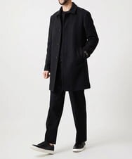 MNUCI50790 MICHEL KLEIN HOMME(ミッシェルクラン オム) ウールステンカラーロングコート ブラック