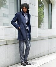 MNUCS21540 MICHEL KLEIN HOMME(ミッシェルクラン オム) 2WAYロング丈コート ネイビー