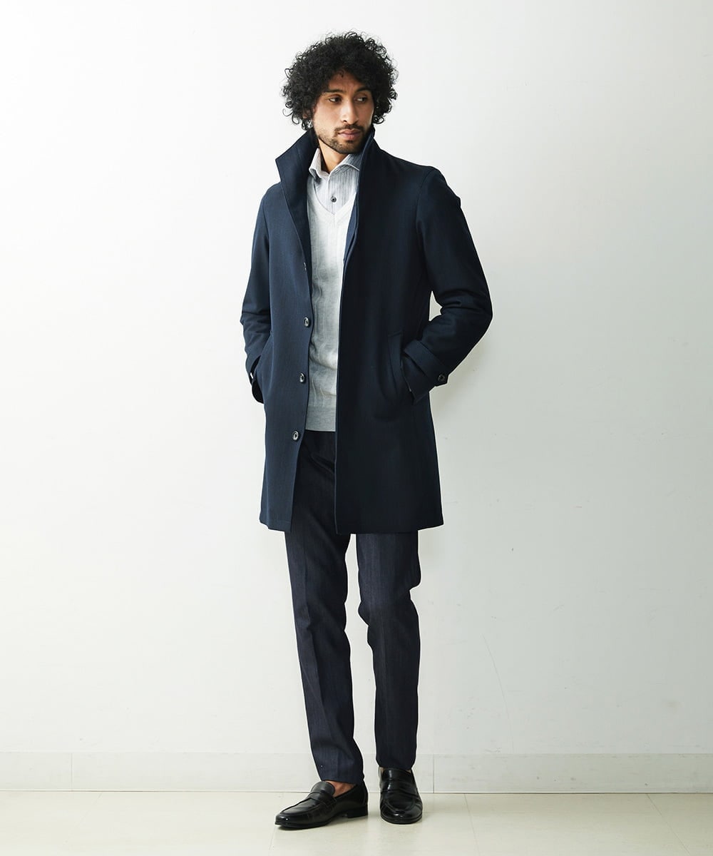 MNUCS21540 MICHEL KLEIN HOMME(ミッシェルクラン オム) 2WAYロング丈コート ネイビー