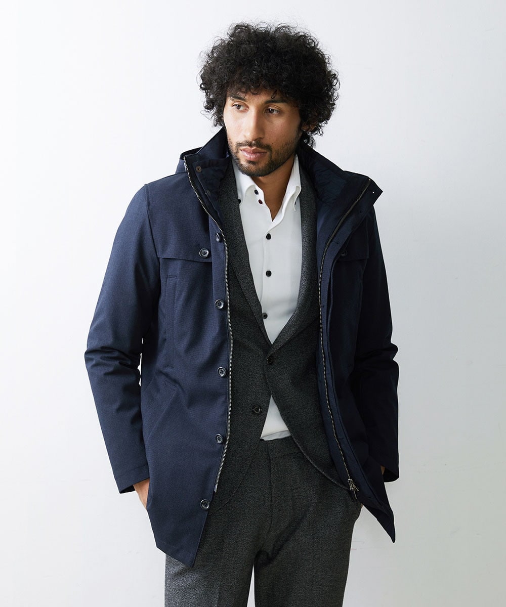 MNUCV20590 MICHEL KLEIN HOMME(ミッシェルクラン オム) 3WAYダウンライナー付コート ネイビー(57)