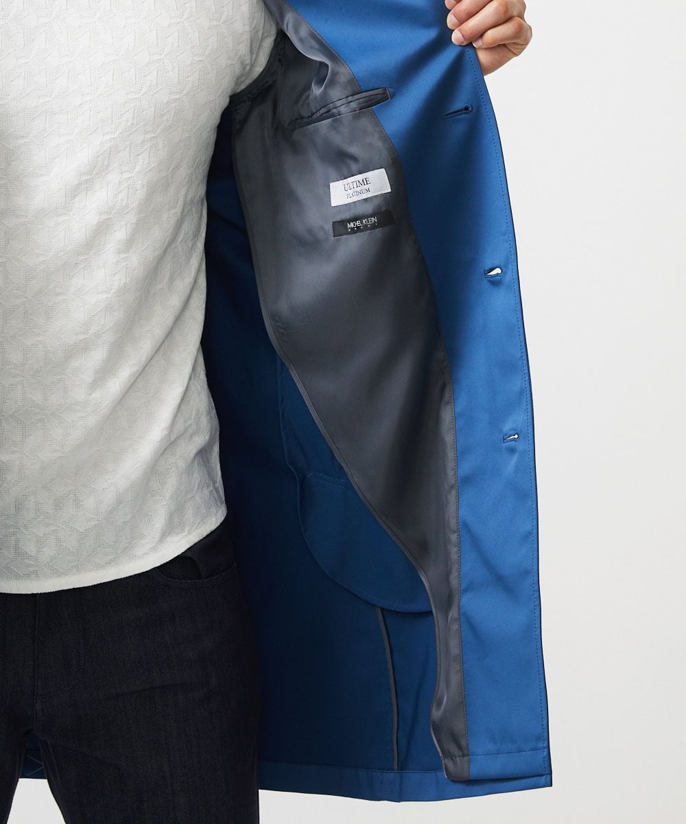 MNUDC56690 MICHEL KLEIN HOMME(ミッシェルクラン オム) フード付きスタンドカラーコート ブルー