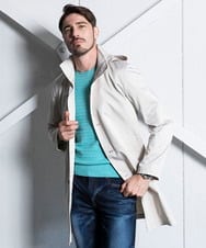 MNUDC56690 MICHEL KLEIN HOMME(ミッシェルクラン オム) フード付きスタンドカラーコート ライトグレー