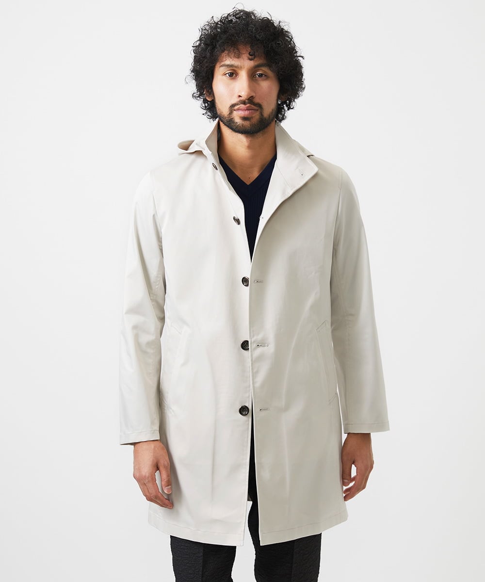 MNUDC56690 MICHEL KLEIN HOMME(ミッシェルクラン オム) フード付きスタンドカラーコート ライトグレー