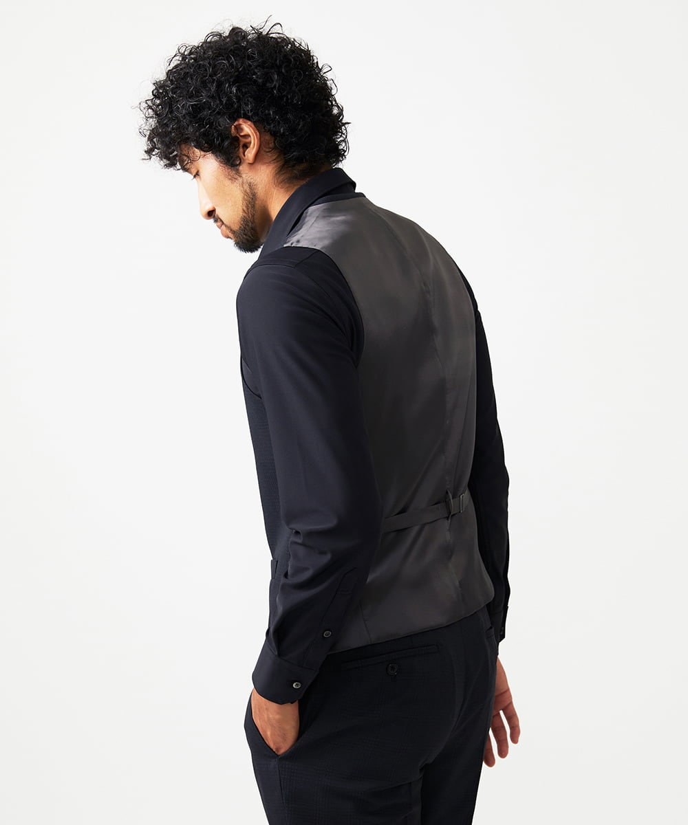 MNVAD06390 MICHEL KLEIN HOMME(ミッシェルクラン オム) 【セットアップ】チェック柄ベスト ブラック