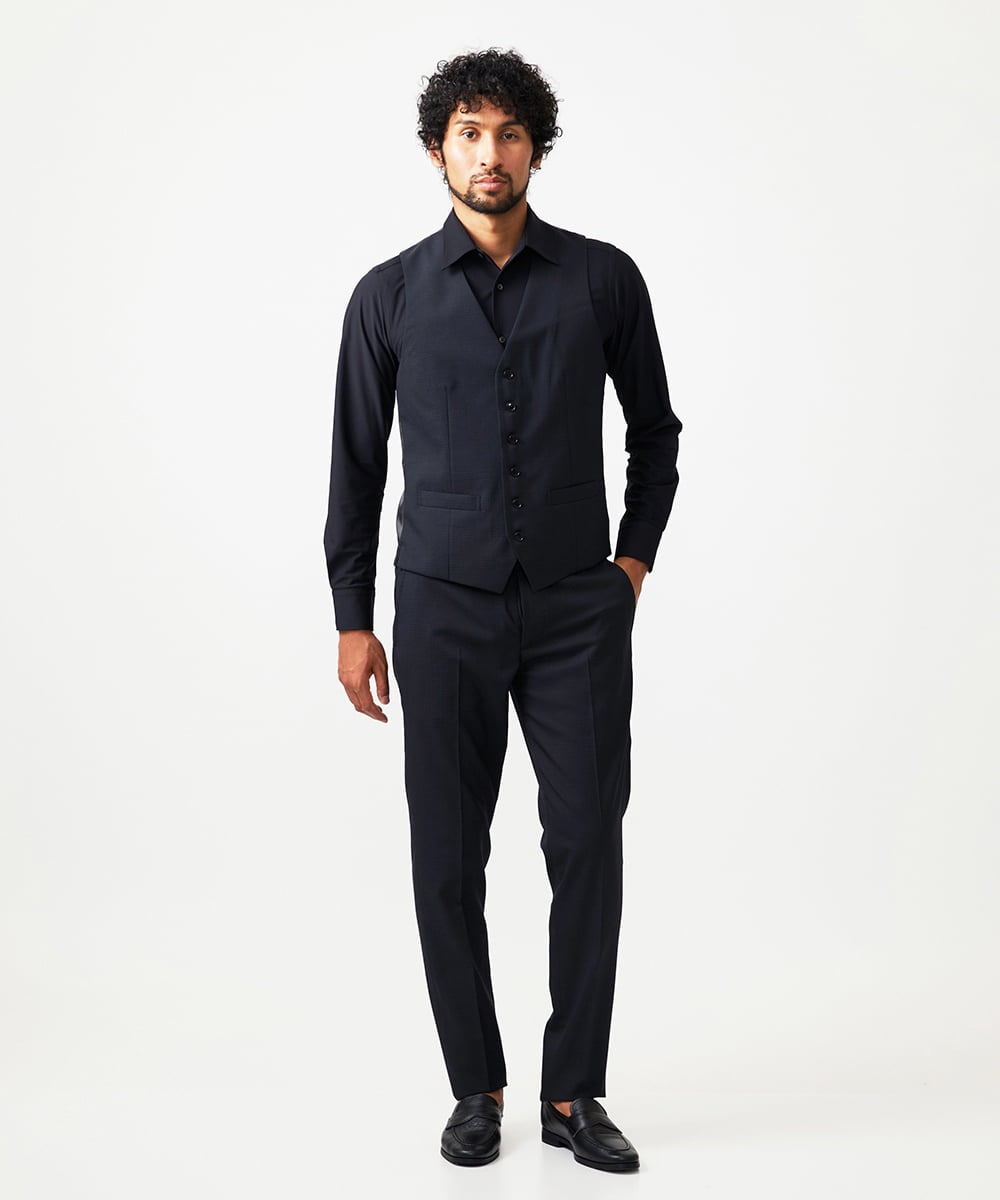 MNVAD06390 MICHEL KLEIN HOMME(ミッシェルクラン オム) 【セットアップ】チェック柄ベスト ブラック