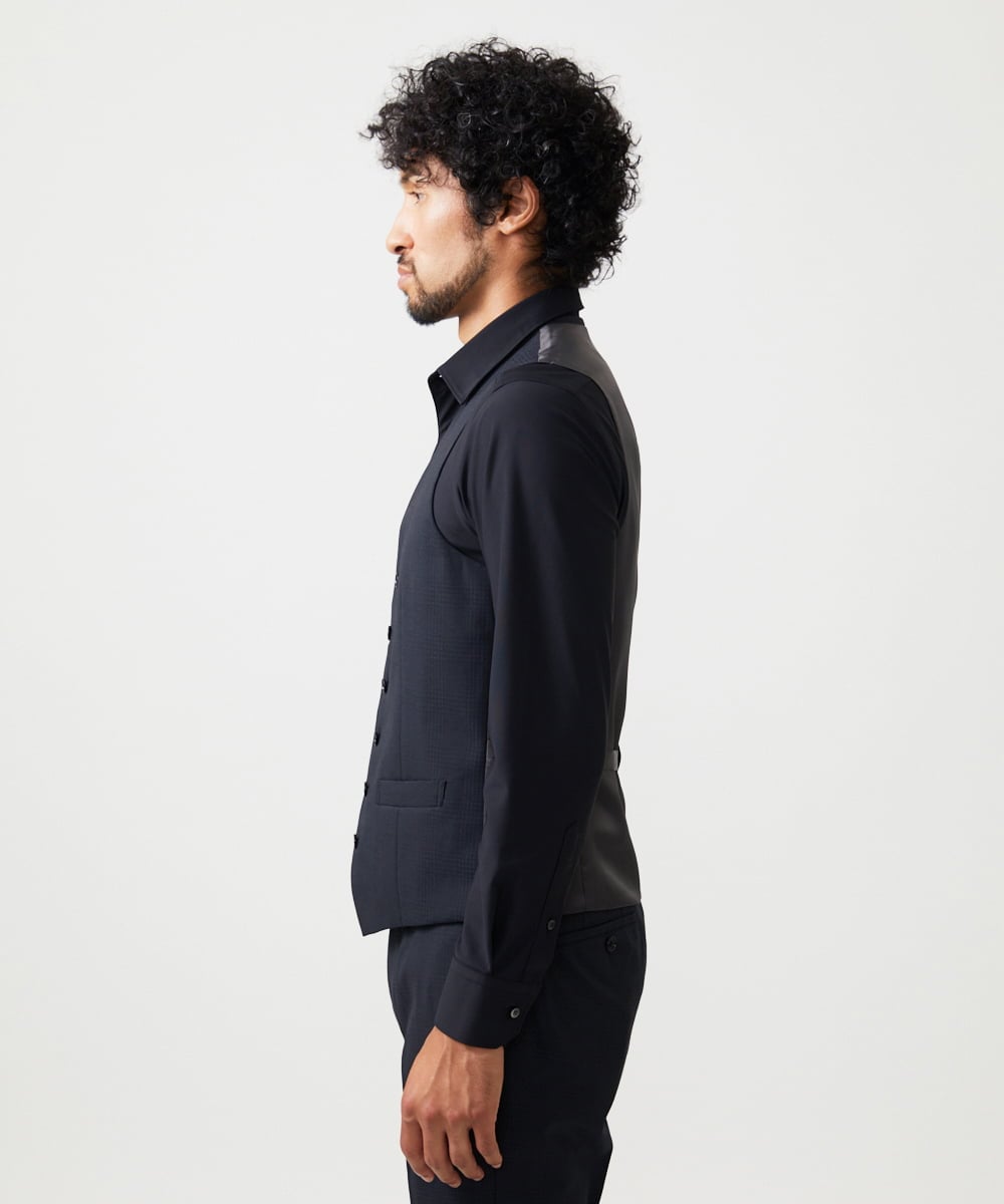 MNVAD06390 MICHEL KLEIN HOMME(ミッシェルクラン オム) 【セットアップ】チェック柄ベスト ブラック