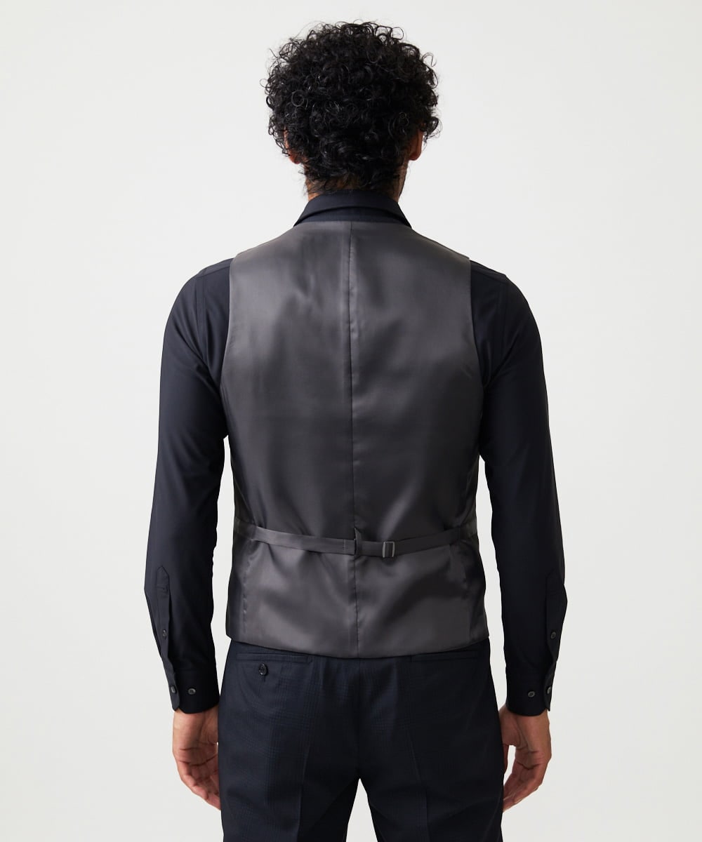 MNVAD06390 MICHEL KLEIN HOMME(ミッシェルクラン オム) 【セットアップ】チェック柄ベスト ブラック