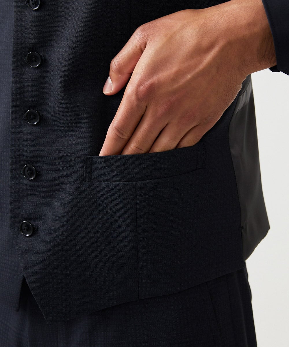 MNVAD06390 MICHEL KLEIN HOMME(ミッシェルクラン オム) 【セットアップ】チェック柄ベスト ブラック