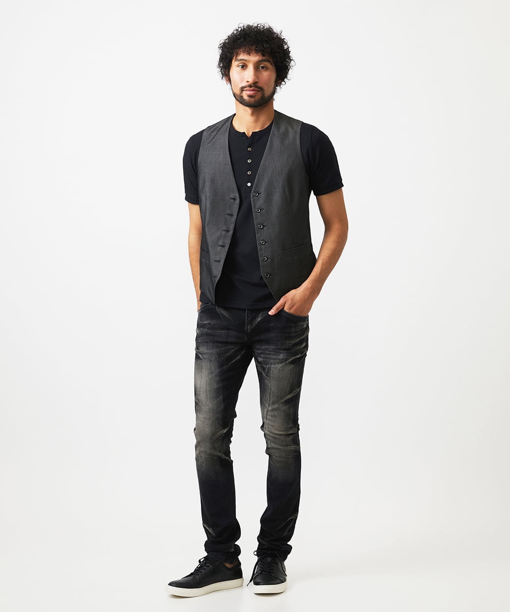 MNVAD50330 MICHEL KLEIN HOMME(ミッシェルクラン オム) リバーシブルベスト ブラック