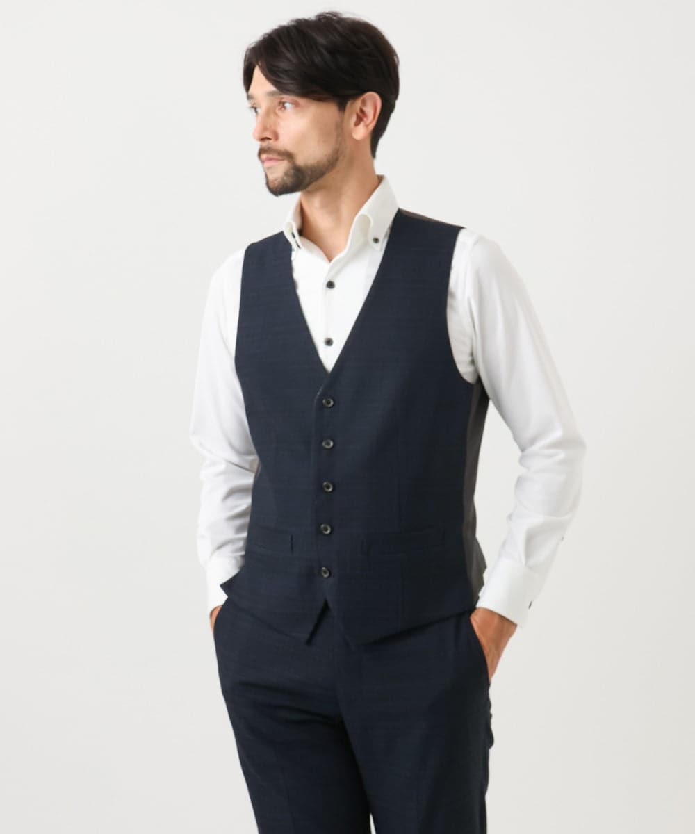 MNVDD01330 MICHEL KLEIN HOMME(ミッシェルクラン オム) 【セットアップ】3ピース対応リバーシブルベスト ネイビー