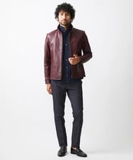 MNWAA01690 MICHEL KLEIN HOMME(ミッシェルクラン オム) レザースタンドブルゾン パープル