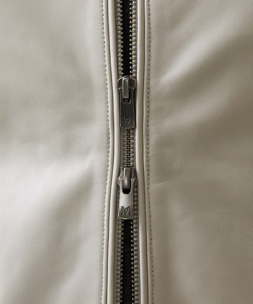 MNWAA01690 MICHEL KLEIN HOMME(ミッシェルクラン オム) レザースタンドブルゾン ベージュ