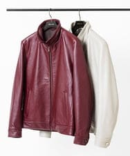 MNWAA01690 MICHEL KLEIN HOMME(ミッシェルクラン オム) レザースタンドブルゾン ベージュ