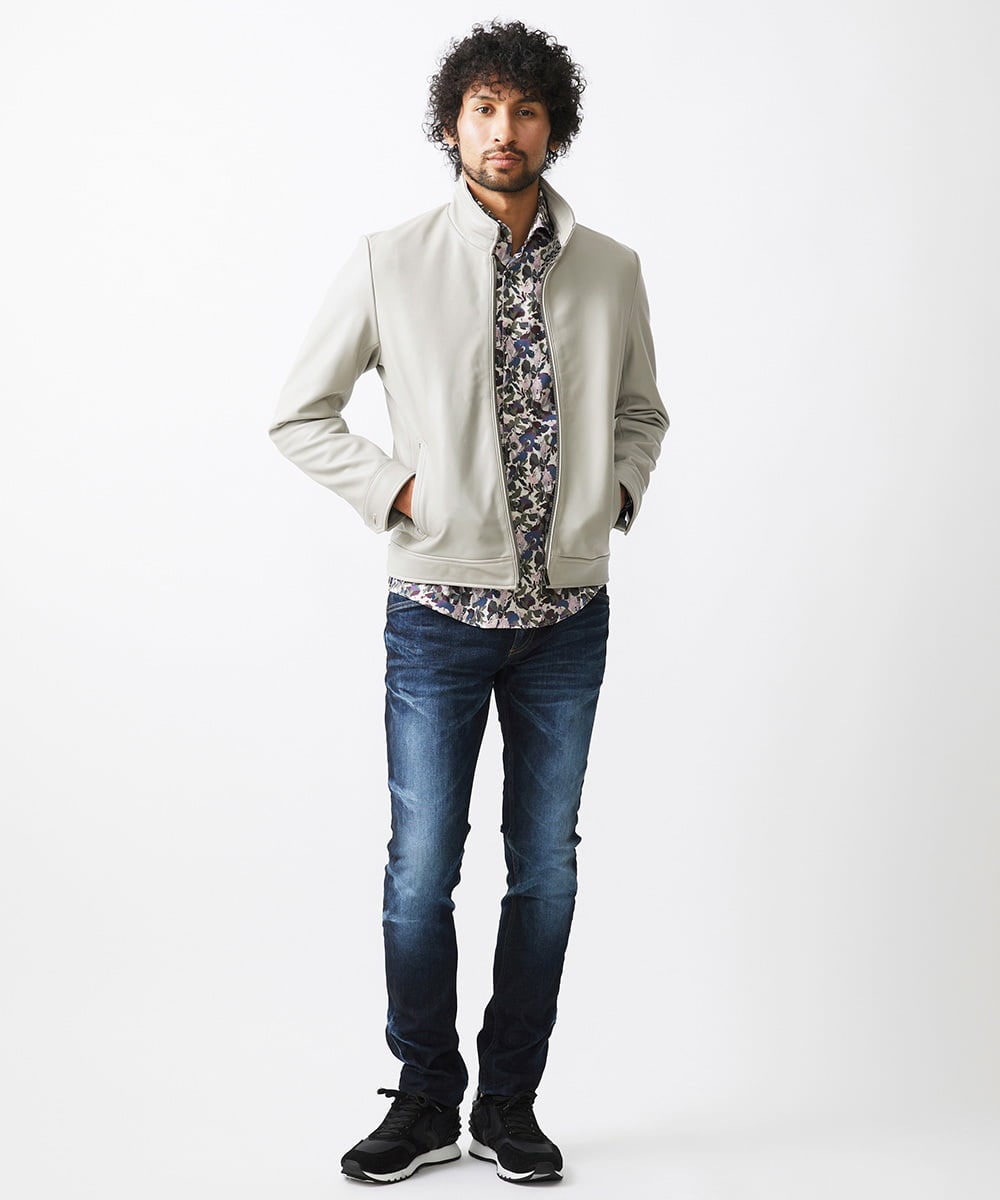 MNWAA01690 MICHEL KLEIN HOMME(ミッシェルクラン オム) レザースタンドブルゾン ベージュ