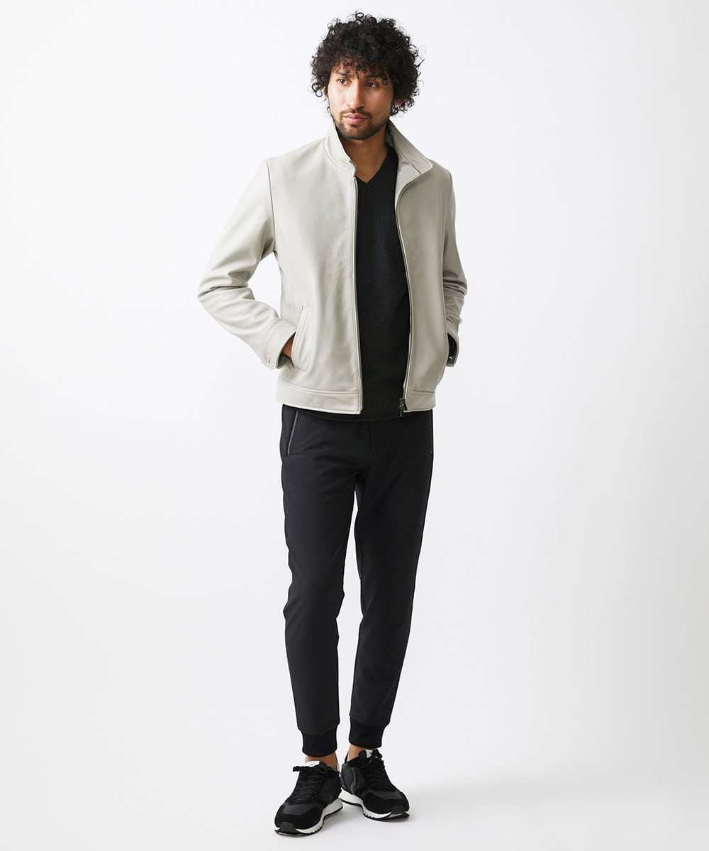 MNWAA01690 MICHEL KLEIN HOMME(ミッシェルクラン オム) レザースタンドブルゾン ベージュ