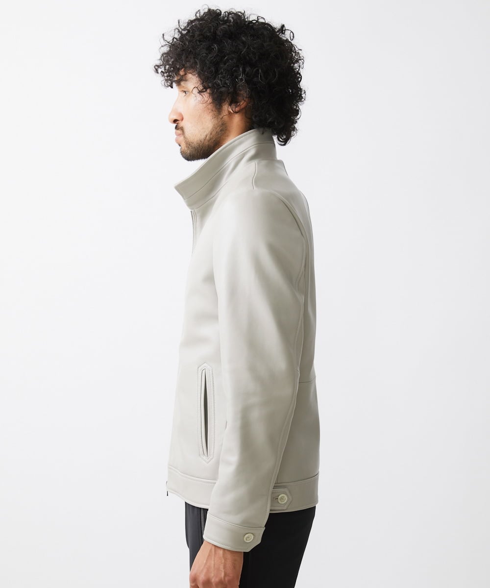 MNWAA01690 MICHEL KLEIN HOMME(ミッシェルクラン オム) レザースタンドブルゾン ベージュ