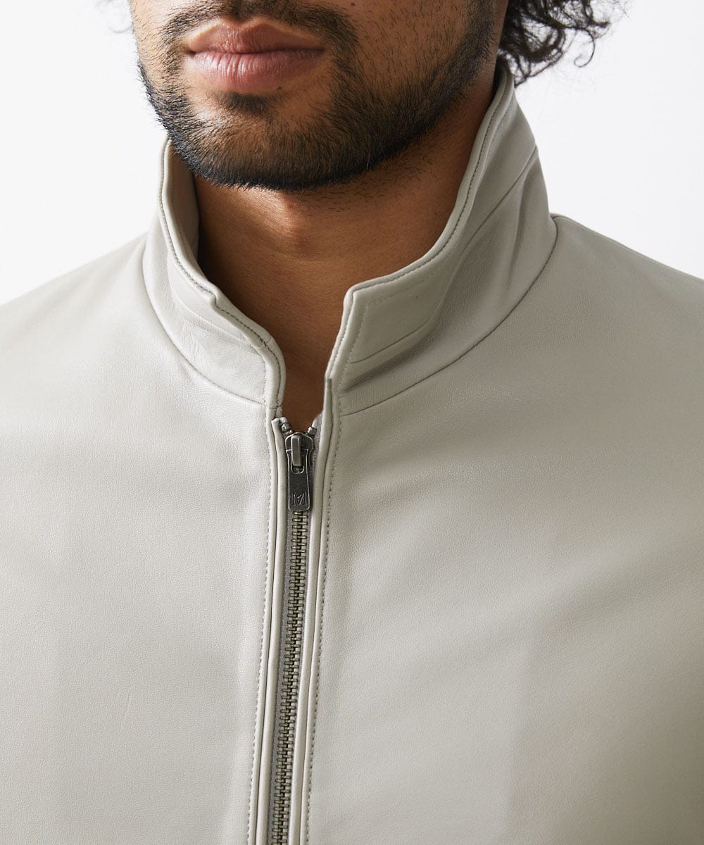 MNWAA01690 MICHEL KLEIN HOMME(ミッシェルクラン オム) レザースタンドブルゾン ベージュ