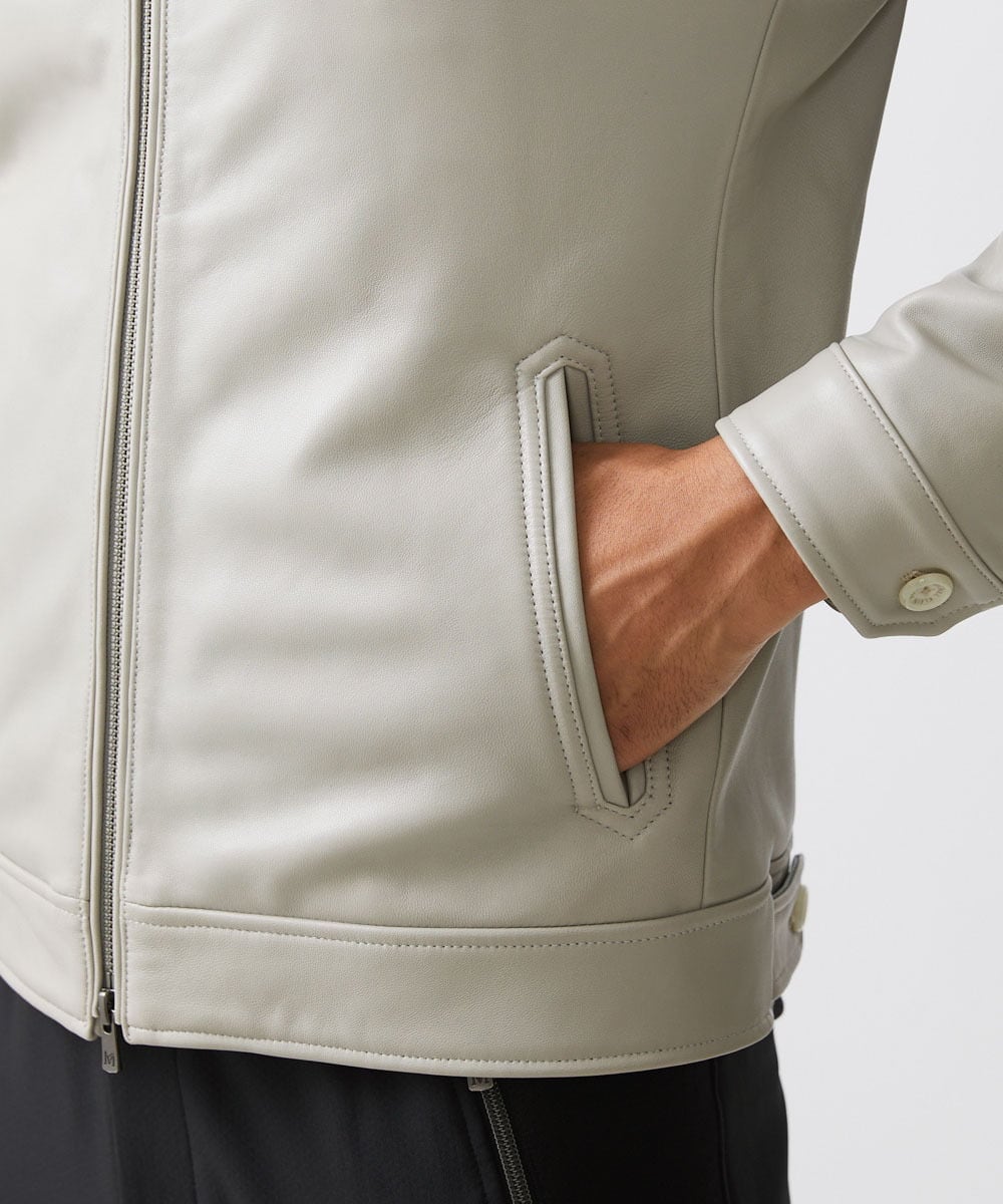 MNWAA01690 MICHEL KLEIN HOMME(ミッシェルクラン オム) レザースタンドブルゾン ベージュ