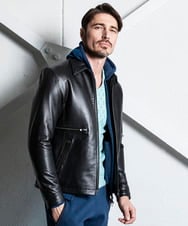 MNWDA01790 MICHEL KLEIN HOMME(ミッシェルクラン オム) ラムレザーブルゾン ブラック