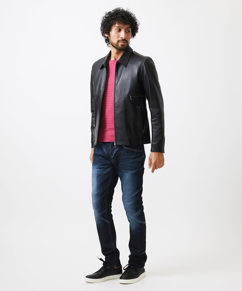 MNWDA01790 MICHEL KLEIN HOMME(ミッシェルクラン オム) ラムレザーブルゾン ブラック
