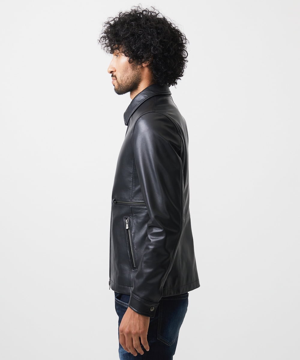 MNWDA01790 MICHEL KLEIN HOMME(ミッシェルクラン オム) ラムレザーブルゾン ブラック