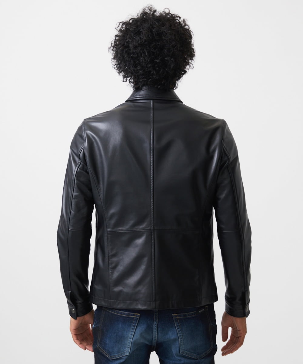 MNWDA01790 MICHEL KLEIN HOMME(ミッシェルクラン オム) ラムレザーブルゾン ブラック