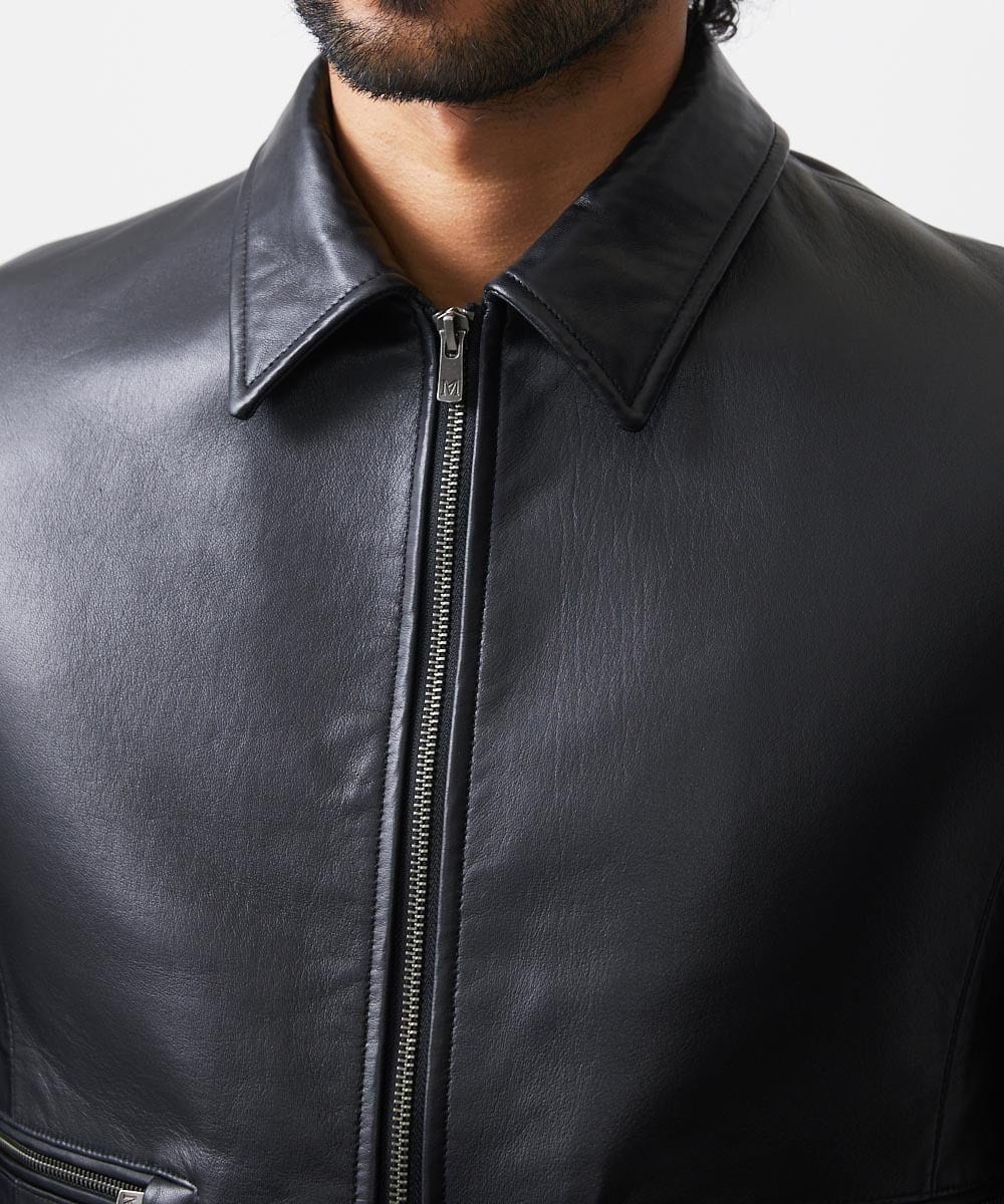 MNWDA01790 MICHEL KLEIN HOMME(ミッシェルクラン オム) ラムレザーブルゾン ブラック