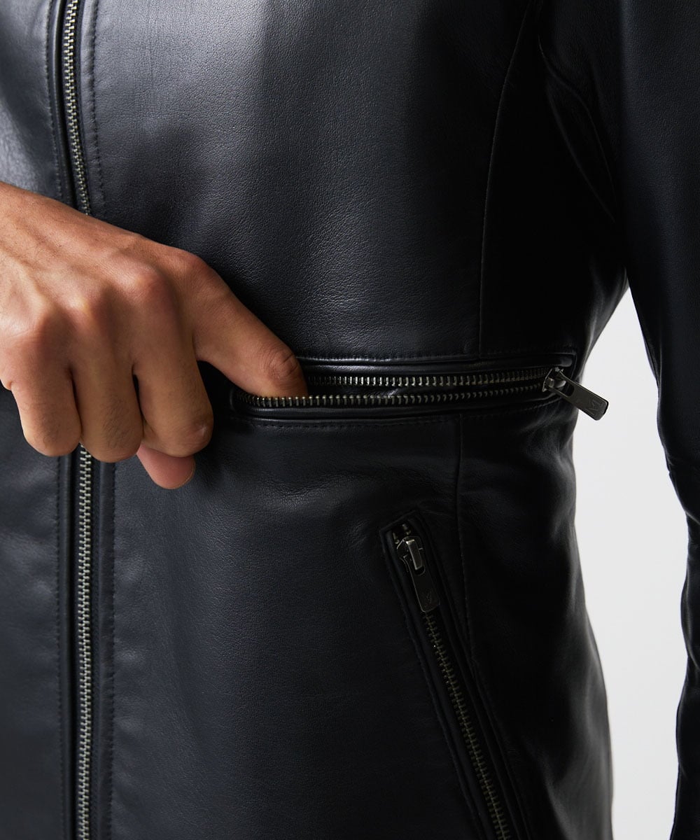 MNWDA01790 MICHEL KLEIN HOMME(ミッシェルクラン オム) ラムレザーブルゾン ブラック