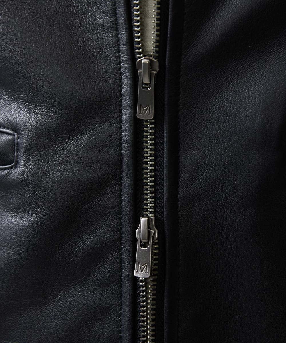 MNWDA01790 MICHEL KLEIN HOMME(ミッシェルクラン オム) ラムレザーブルゾン ブラック